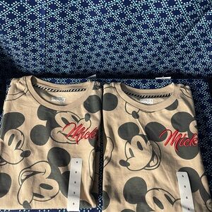 Mickey Mouse 2ct. Boys Small Shirt inTan and Black NWT